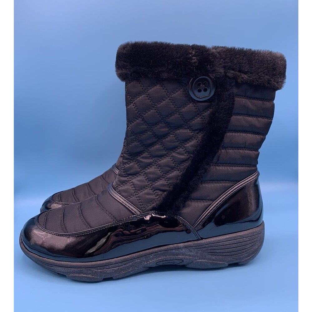 EASY SPIRIT EXPOSURE Black Zip Up Faux Fur Lined Boots Booties Women's Size 9.5M